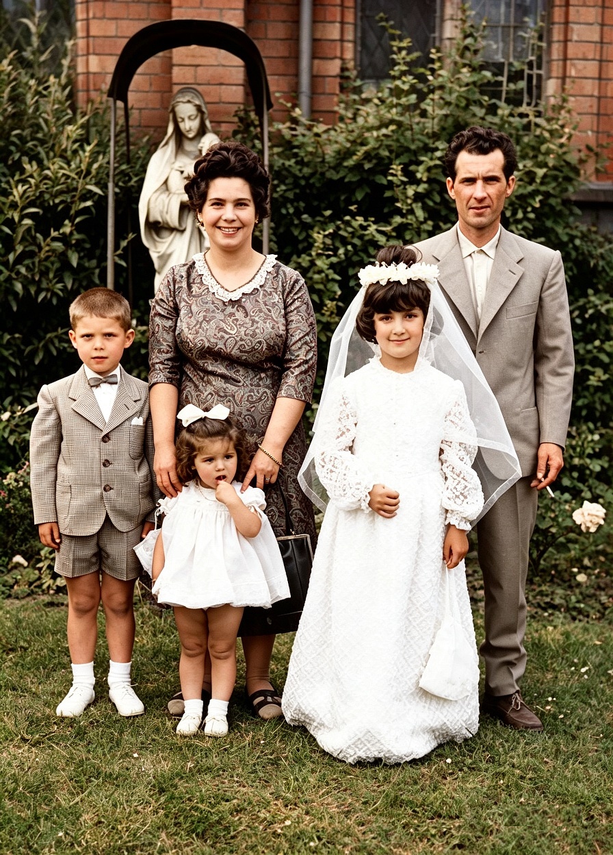 1969 - Scunthorpe (UK): Onofri Adriano, Orlandini Rosetta, Onofri Morena, Bambina e Onofri Mario  